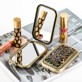 Eorbow foldable metal mirror gold closed, durable pocket companion.