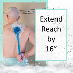 EOT Wellness bendable long handle with ergonomic grip improves shower reach.