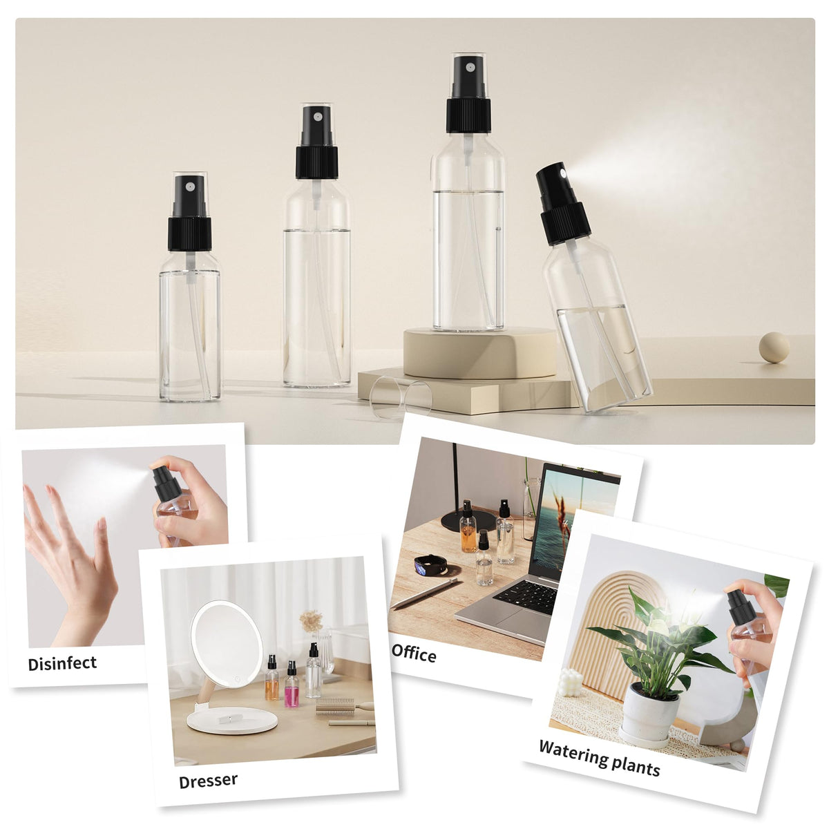 EPHECH refillable spray bottle set supports daily skincare, haircare, and cleaning routines