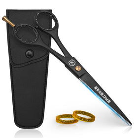 Epic Edge hair cutting scissors demonstrate 6.5-inch precision for clean, controlled cuts.
