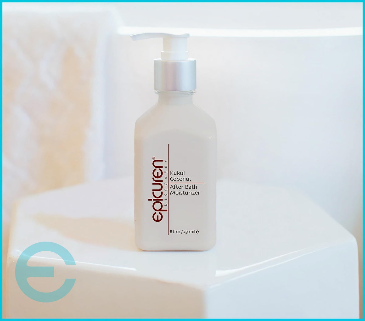 Epicuren Discovery Kukui Coconut after bath application on arm demonstrating quick hydration.
