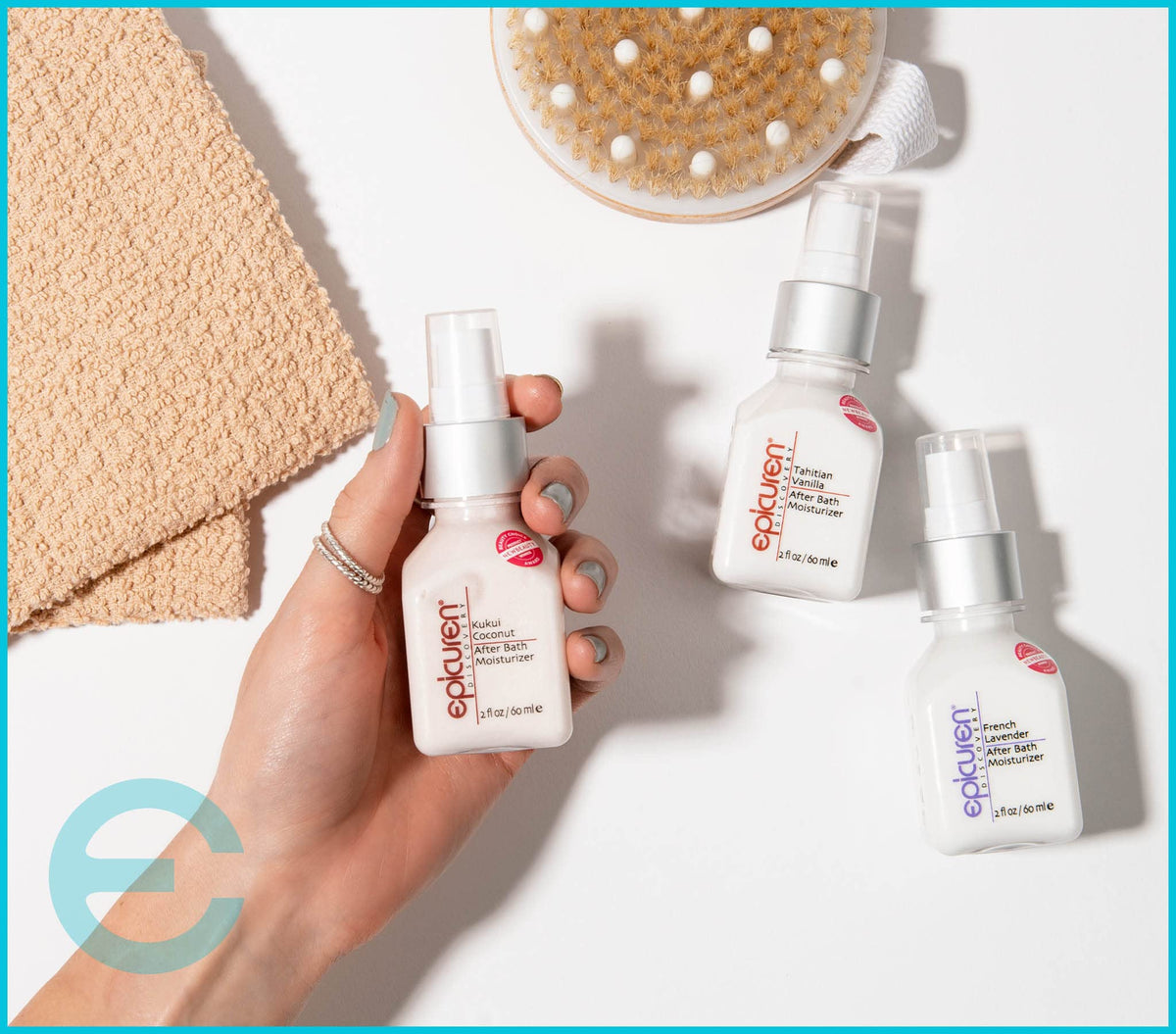 Epicuren Discovery Kukui Coconut texture on skin shows light absorption.