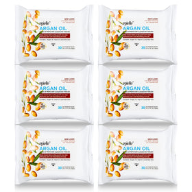 Epielle Argan Oil Makeup Remover Wipes six-pack display for bulk skincare