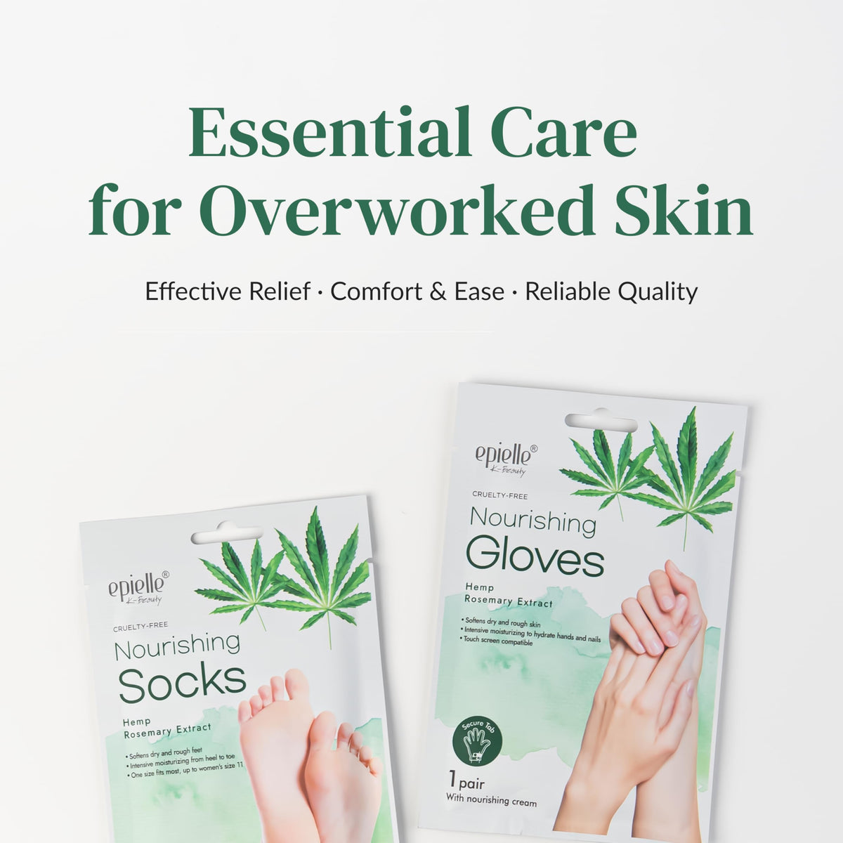 Epielle box with gloves on display inviting self-care routine