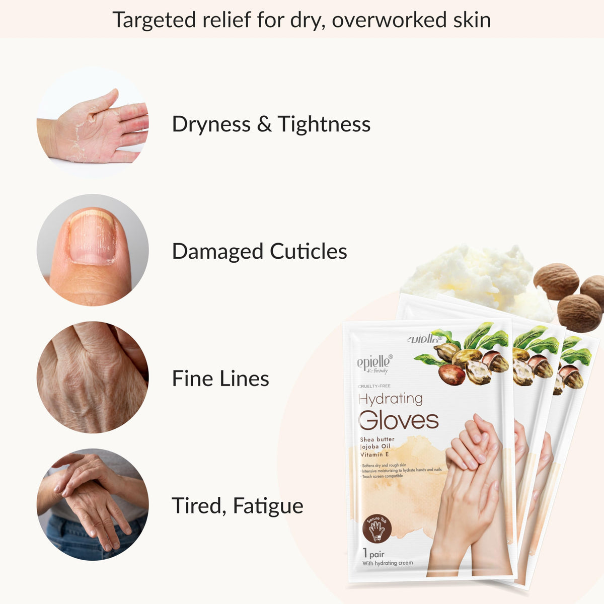 Essence from Epielle Hand Mask absorbing into skin on hands