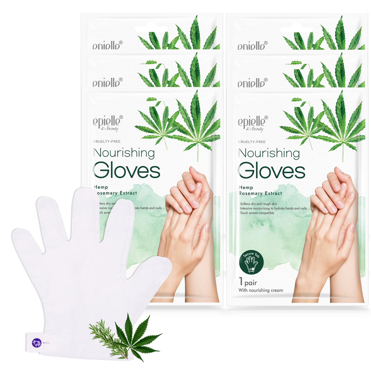 Epielle Nourishing Hand Mask pack open showing deep hydration for dry hands
