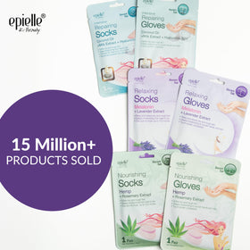 Epielle moisturizing socks close-up showing nourishing care for feet.