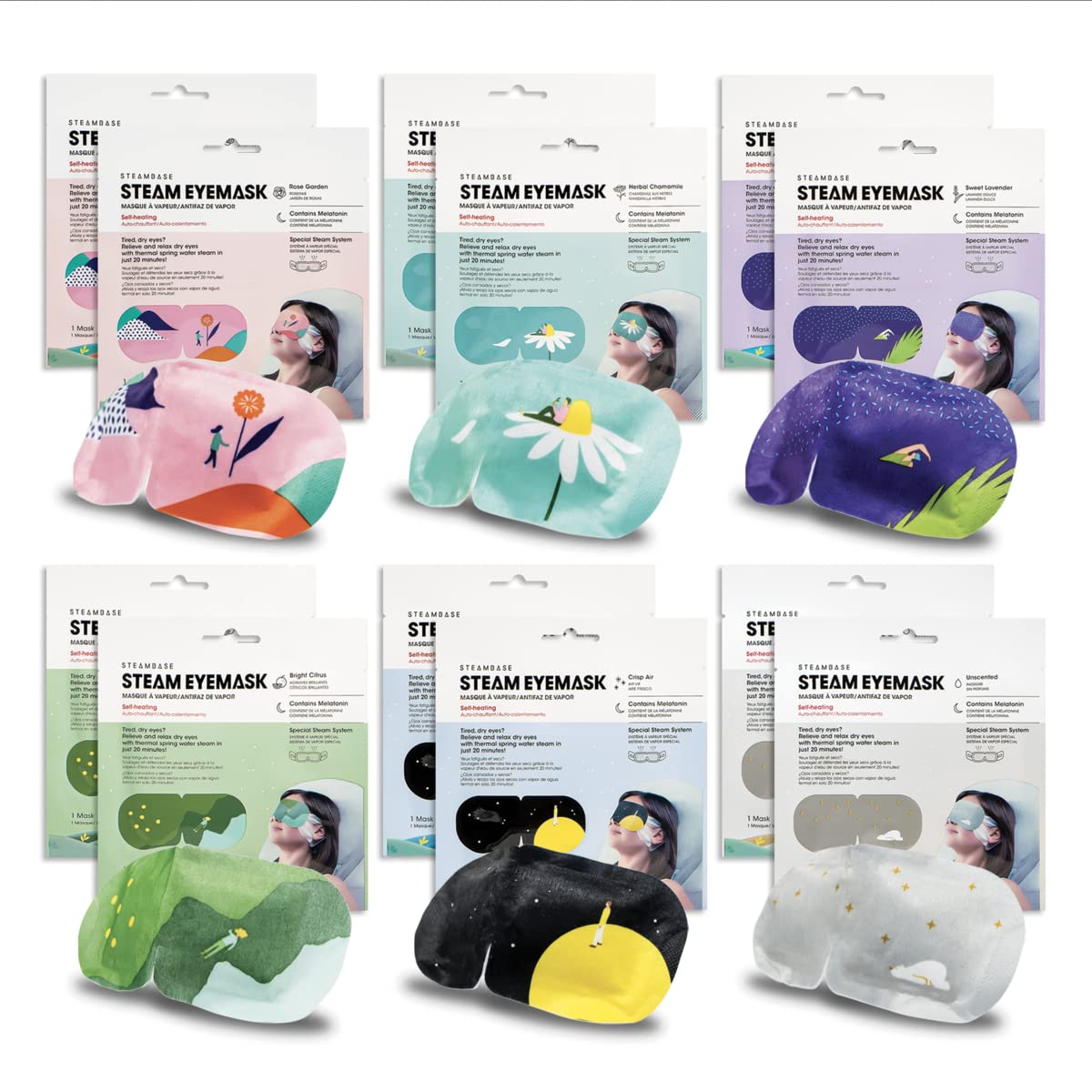 Epielle Steam Eye Mask Crisp Air provides ocular calm and quick relief from eye fatigue.