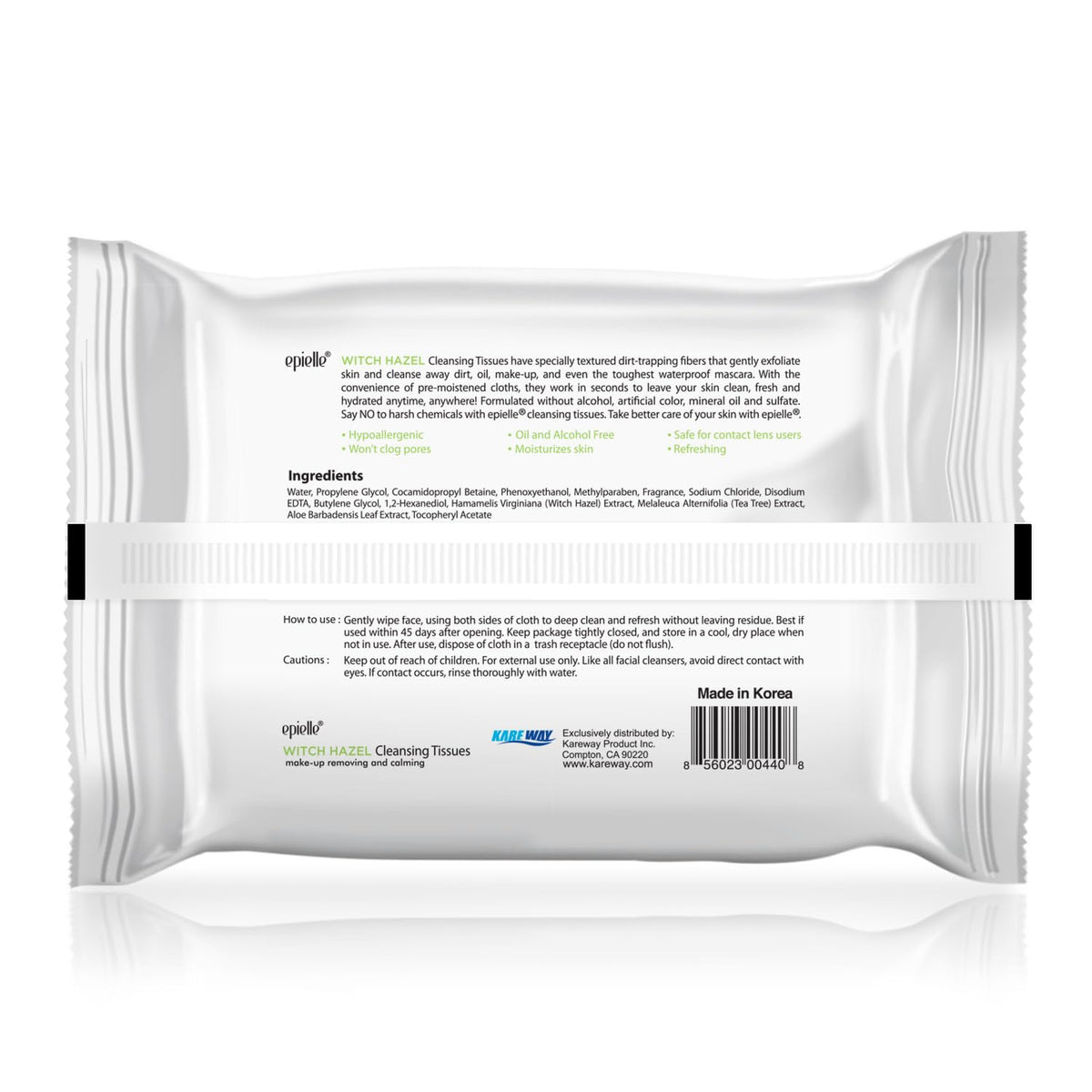 Epielle Witch Hazel wipes refresh skin, leaving it smooth and revitalized.