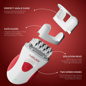 Epilady Legend 4 skin-friendly action reduces irritation versus shaving.