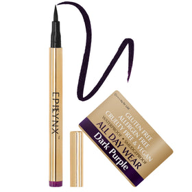 EPILYNX liquid eyeliner in dark purple with a fine brush tip for precise lines.