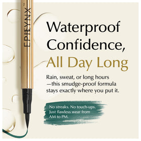 EPILYNX liquid eyeliner swatch displays waterproof pigment