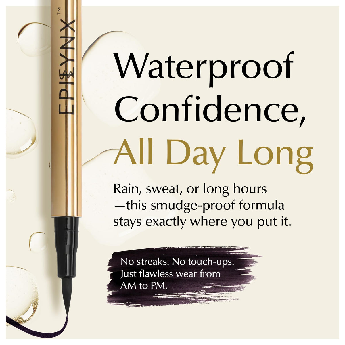EPILYNX vegan cruelty-free packaging highlights a gentle, skin-friendly eyeliner.