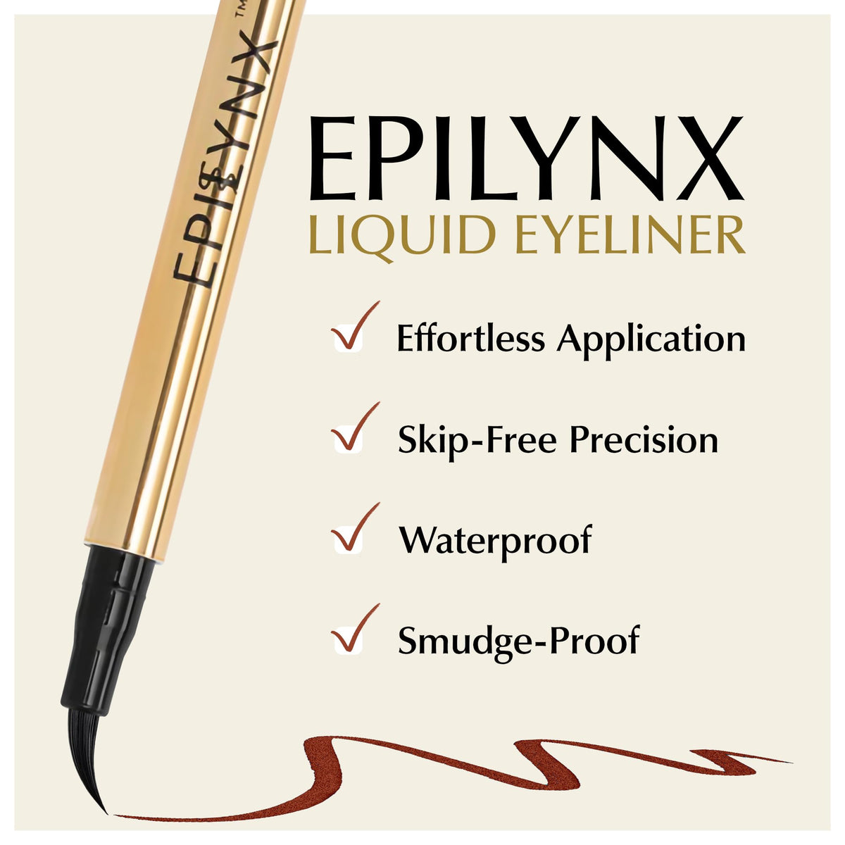 Waterproof EPILYNX eyeliner demonstrates resistance to smudging during wear.