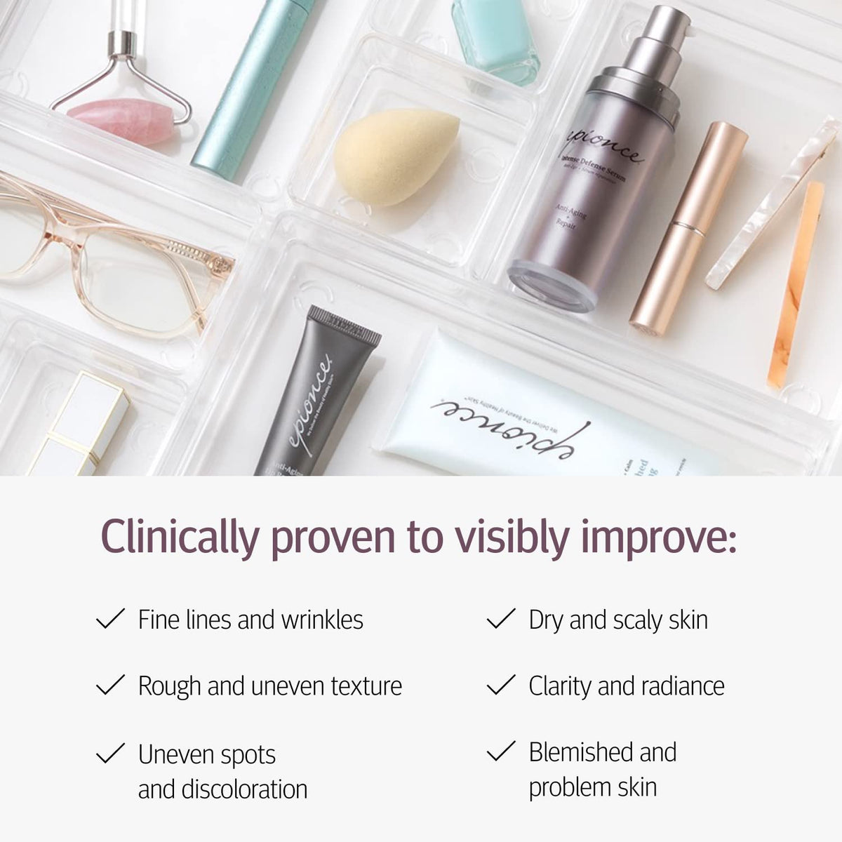 Epionce Enriched Body Cream dermatologist-developed formula highlighting clean ingredients.