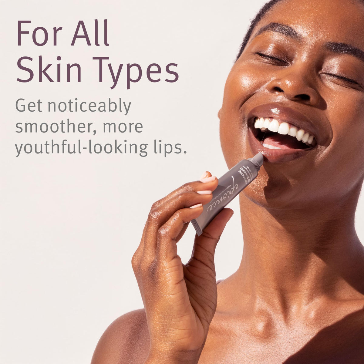 Epionce Lip Renewal serum texture highlighted to depict lightweight hydration.