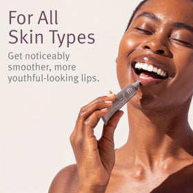 Epionce Lip Renewal serum texture highlighted to depict lightweight hydration.
