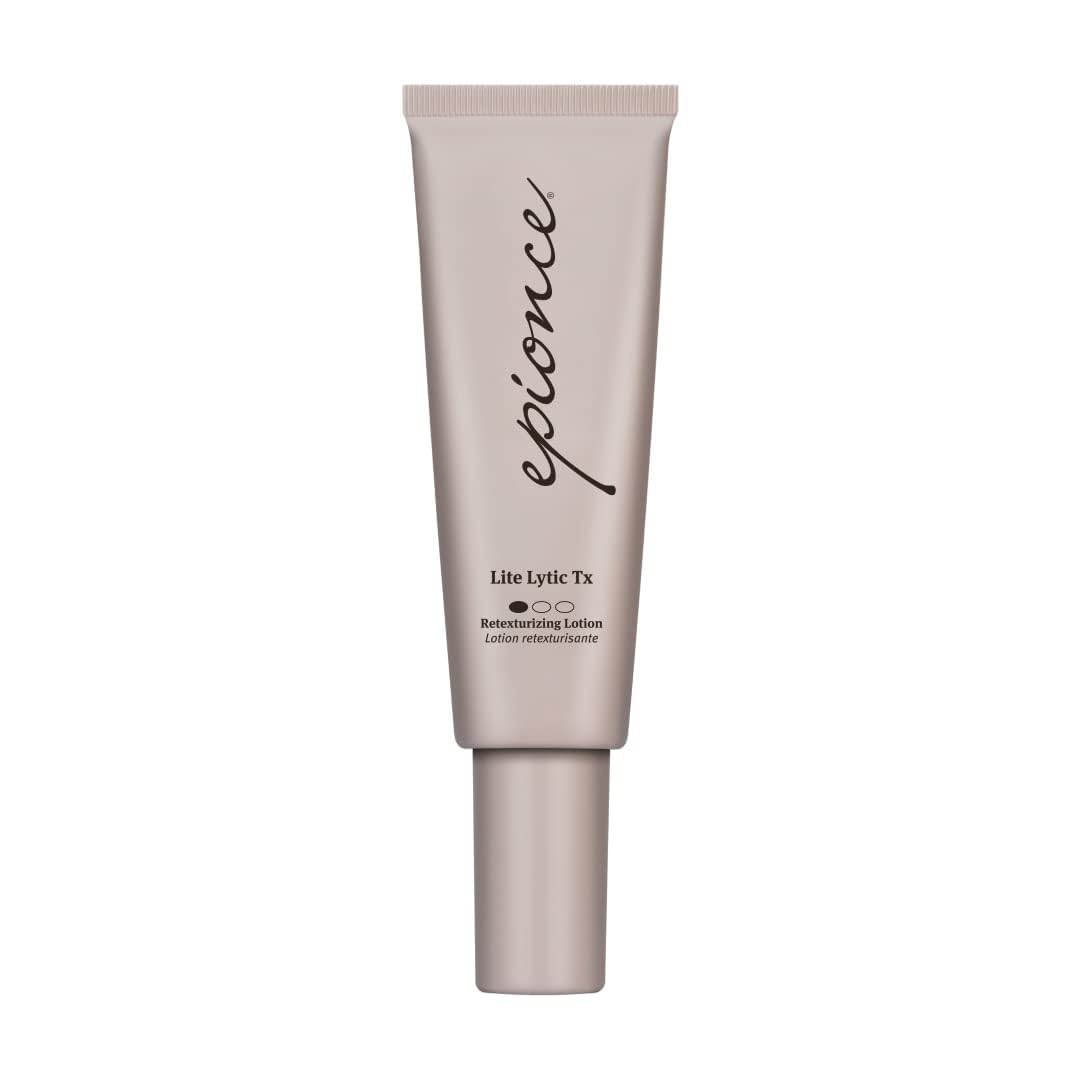 Epionce Lytic Tx bottle pour demonstrates easy daily use for clearer pores.