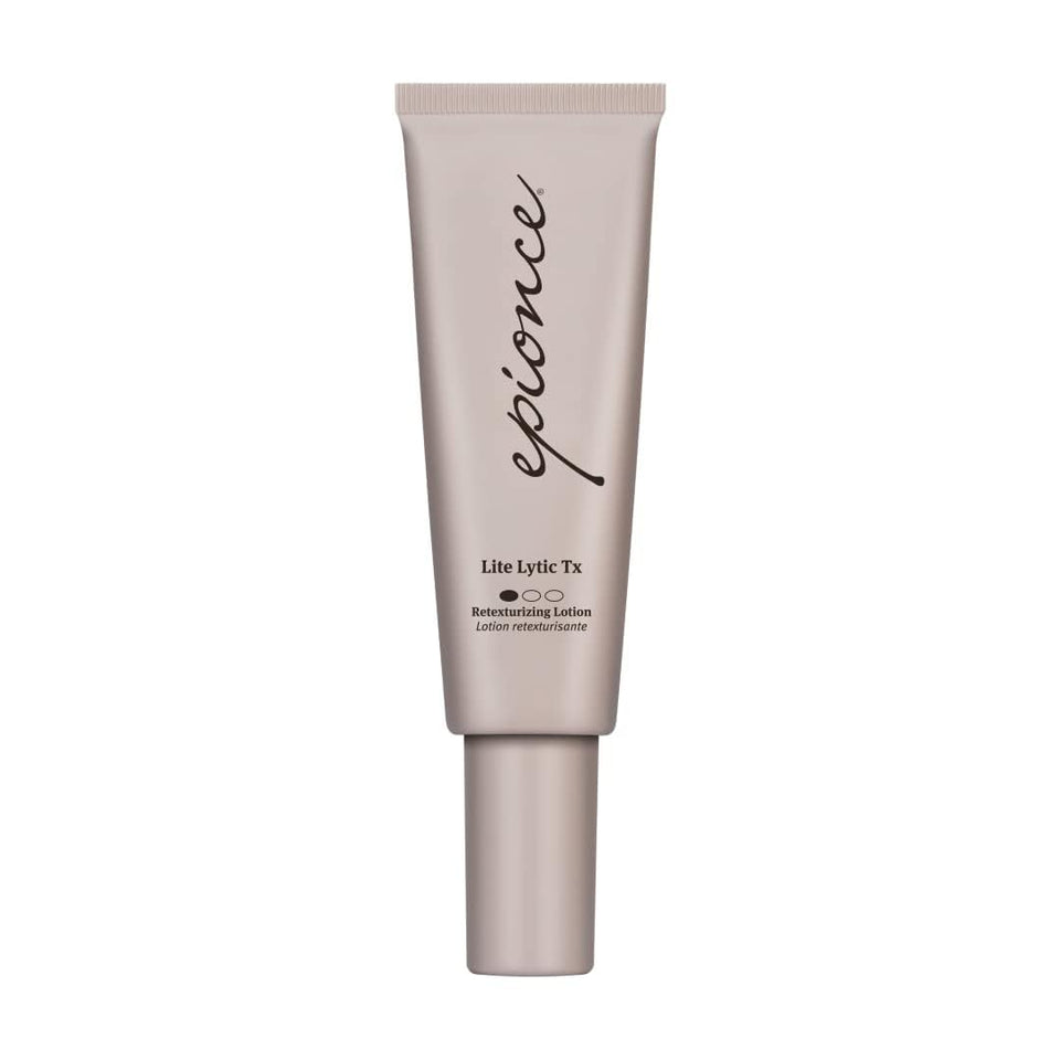 Epionce Lytic Tx bottle pour demonstrates easy daily use for clearer pores.
