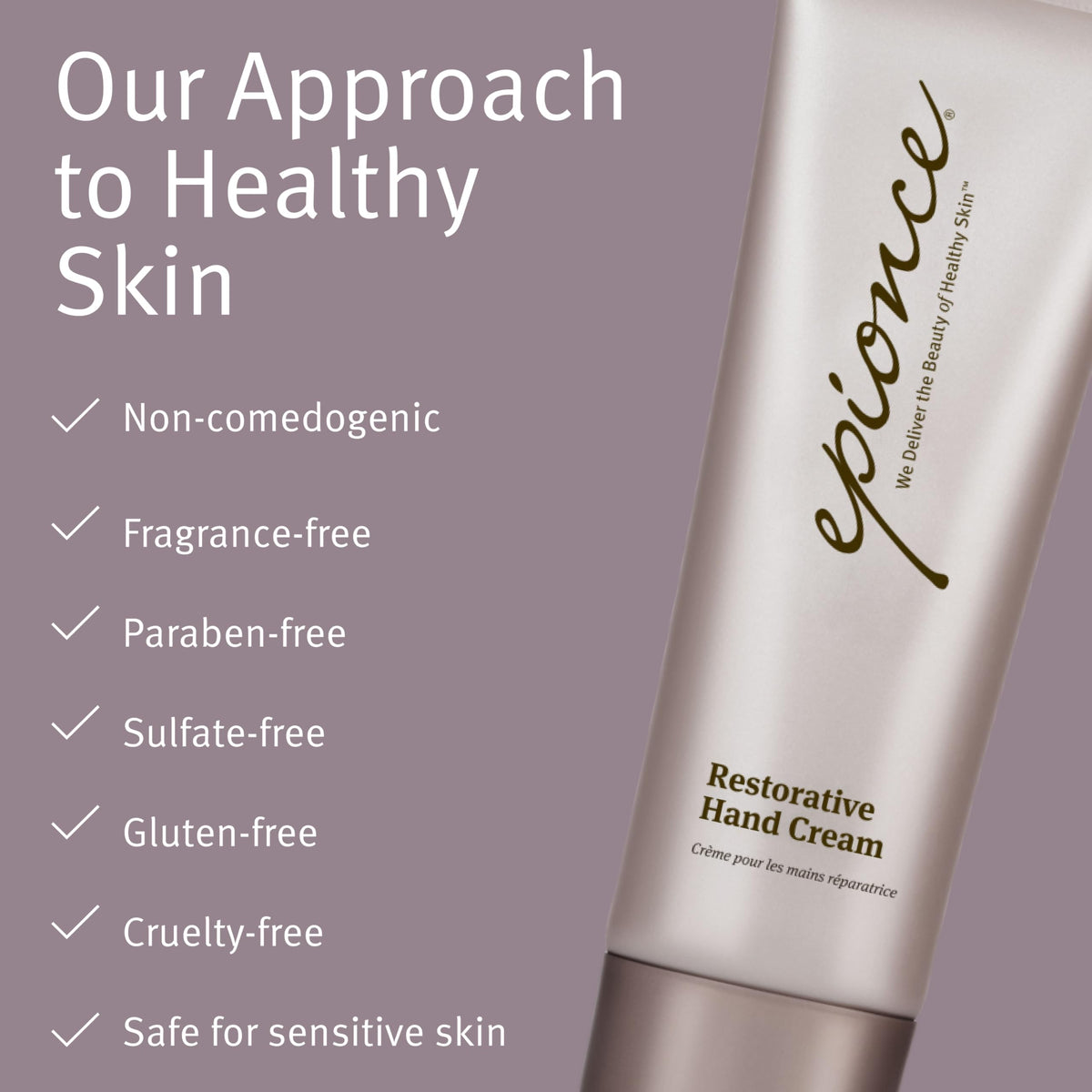 Epionce Restorative Hand Cream texture closeup highlights light finish