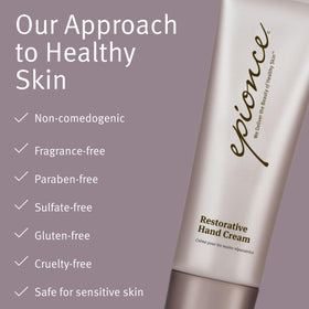 Epionce Restorative Hand Cream texture closeup highlights light finish