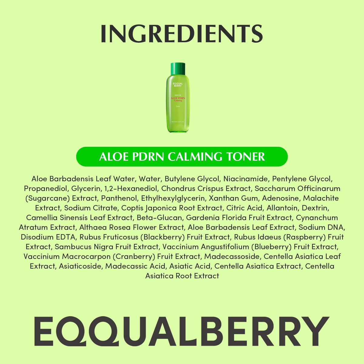 EQQUALBERRY Aloe PDRN Calming Toner applied on skin during routine.