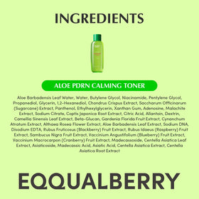 EQQUALBERRY Aloe PDRN Calming Toner applied on skin during routine.