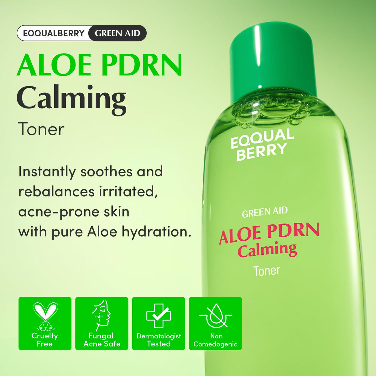 EQQUALBERRY Aloe PDRN Calming Toner pump dispensing action for easy use.