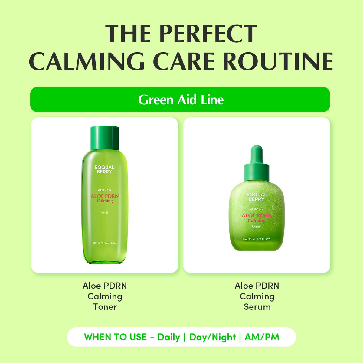 EQQUALBERRY Aloe PDRN Calming Toner texture swirl showing hydrating feel.