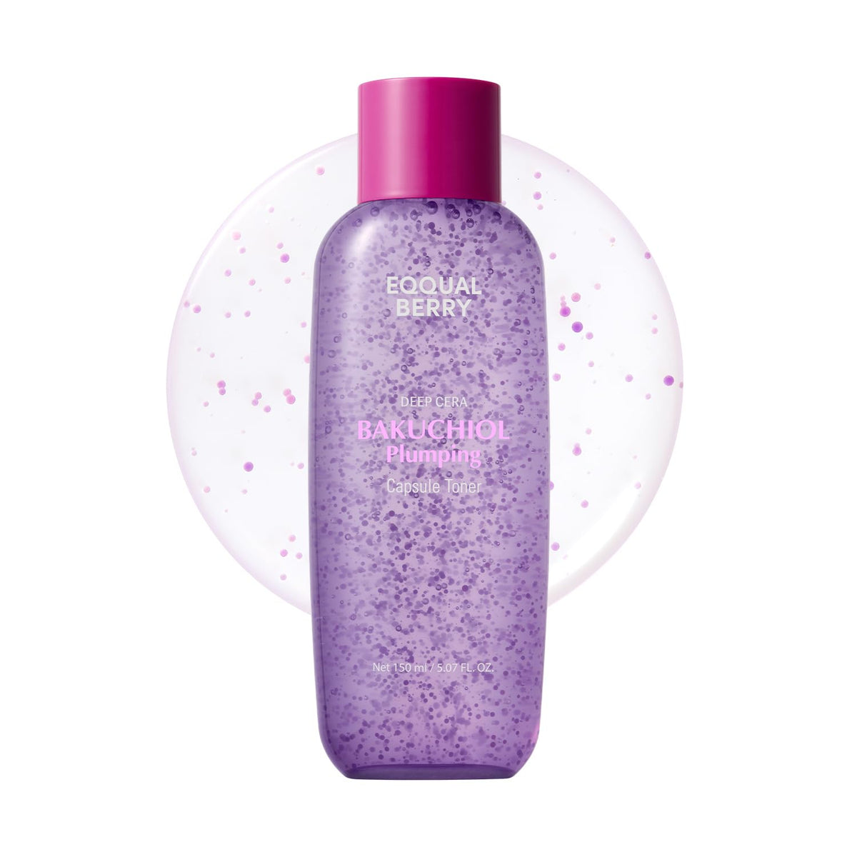 EQQUALBERRY bakuchiol capsule beads close-up for fresh absorption and glow.