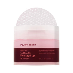 EQQUALBERRY Collagen Pore-Tight Pad Pack showing hydrating gel texture for refreshed skin