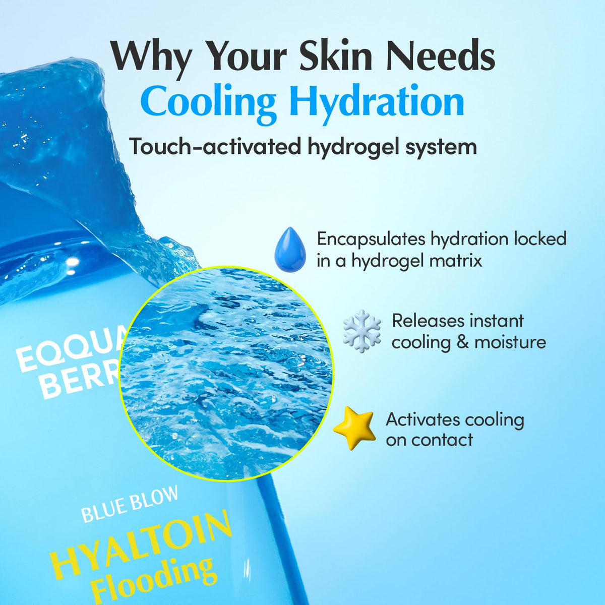 EQQUALBERRY Hyaltoin Flooding Toner cotton pad pack demonstrating quick moisture care.