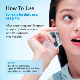 EQQUALBERRY Hyaltoin Flooding Toner ingredient glow highlighting glacier water.