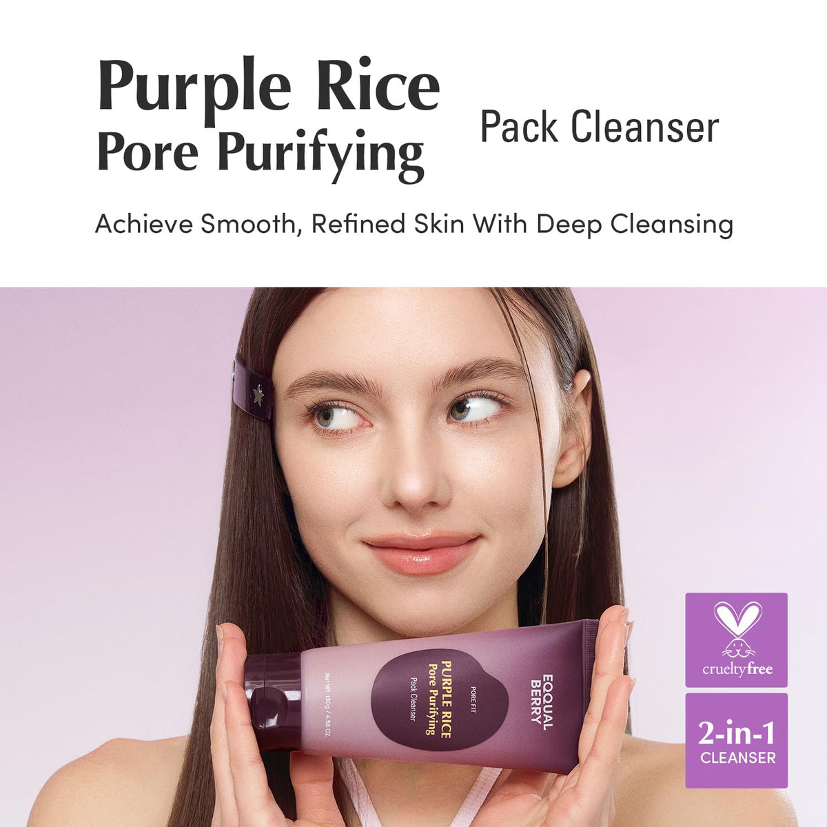 EQQUALBERRY packaging display of Purple Rice Pore Purifying Pack for skincare routine.