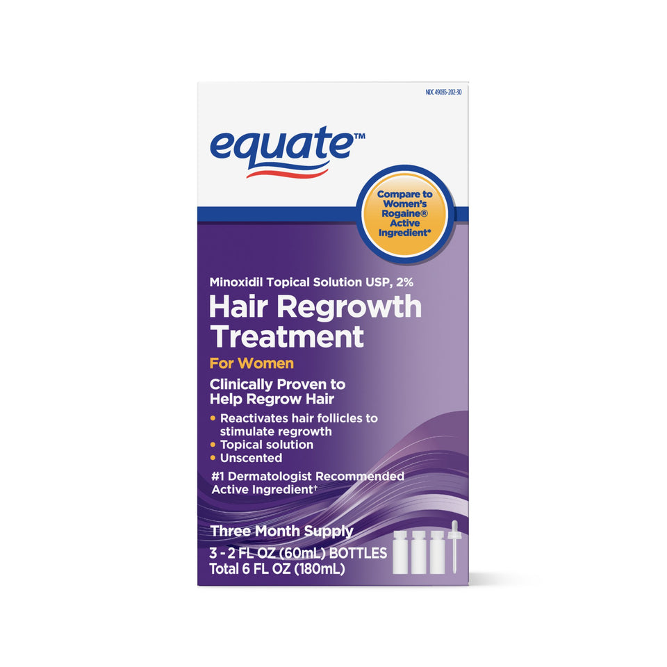 Equate Hair Regrowth Treatment for Women 2oz bottle front supports daily scalp routine