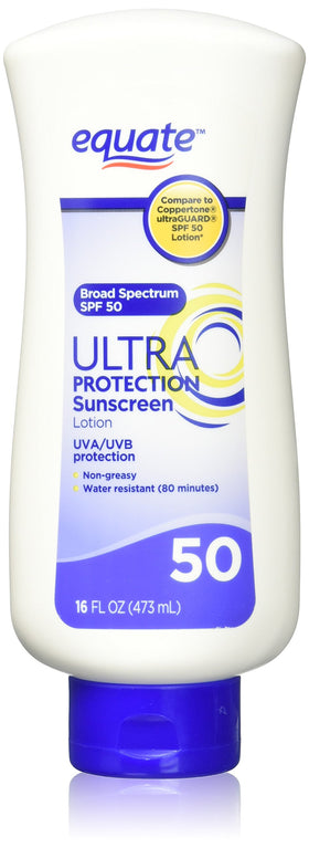 Equate Ultra Protection Sunscreen SPF 50 bottle for everyday UV protection.