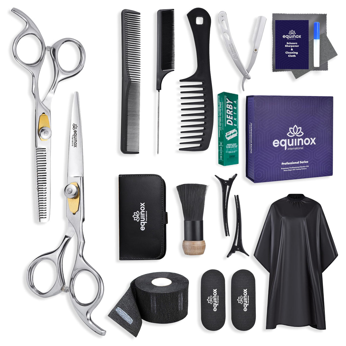 Equinox International Pro Barber Kit cutting scissors offer precise, smooth cuts
