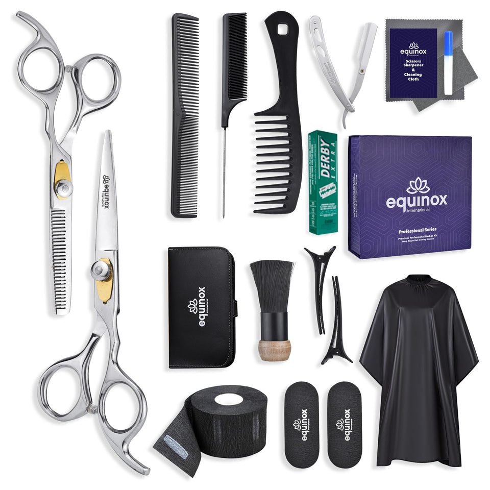 Equinox International Pro Barber Kit cutting scissors offer precise, smooth cuts