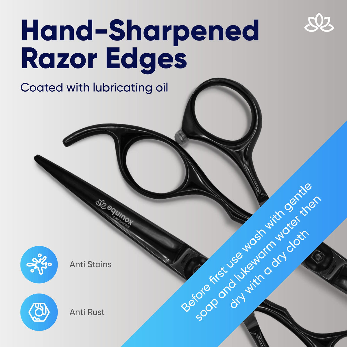 Equinox Razor Edge 6.5-inch shears in a salon setting