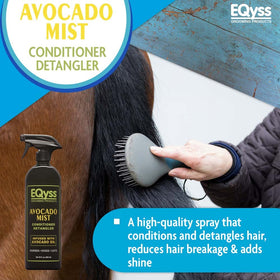 Eqyss Avocado Mist spray-nozzle delivering even, lightweight detangling spray.