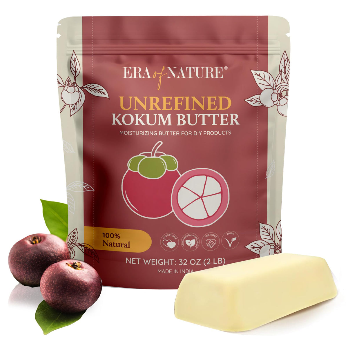 Era of Nature Kokum Butter Raw 32 oz jar for DIY skincare blends.