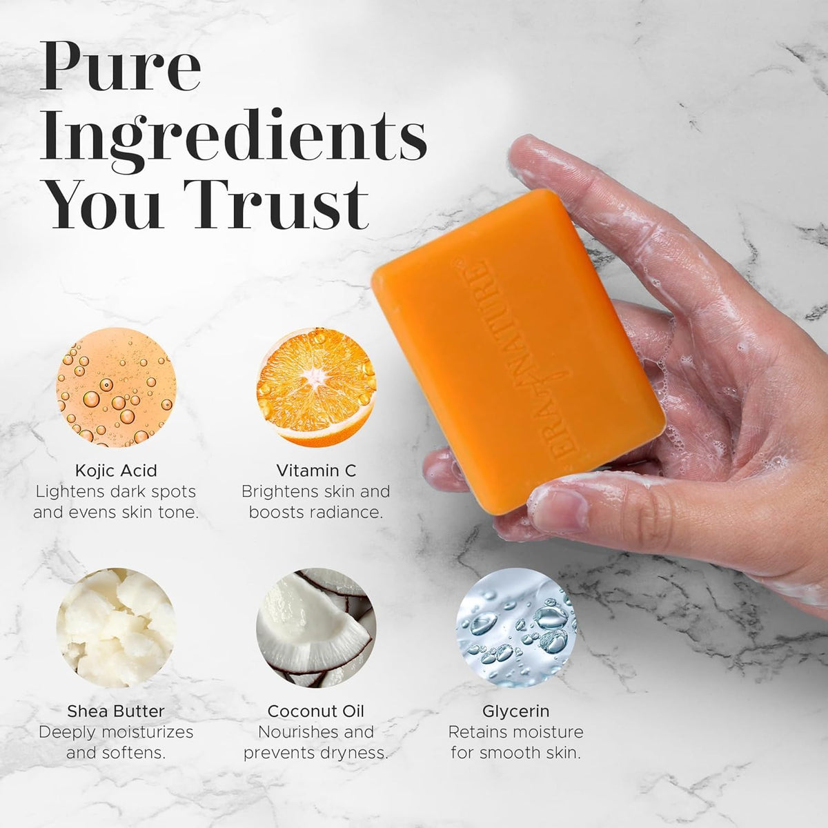 Era of Nature Turmeric Kojic Acid Soap cleanses bikini area and inner thighs for even tone.
