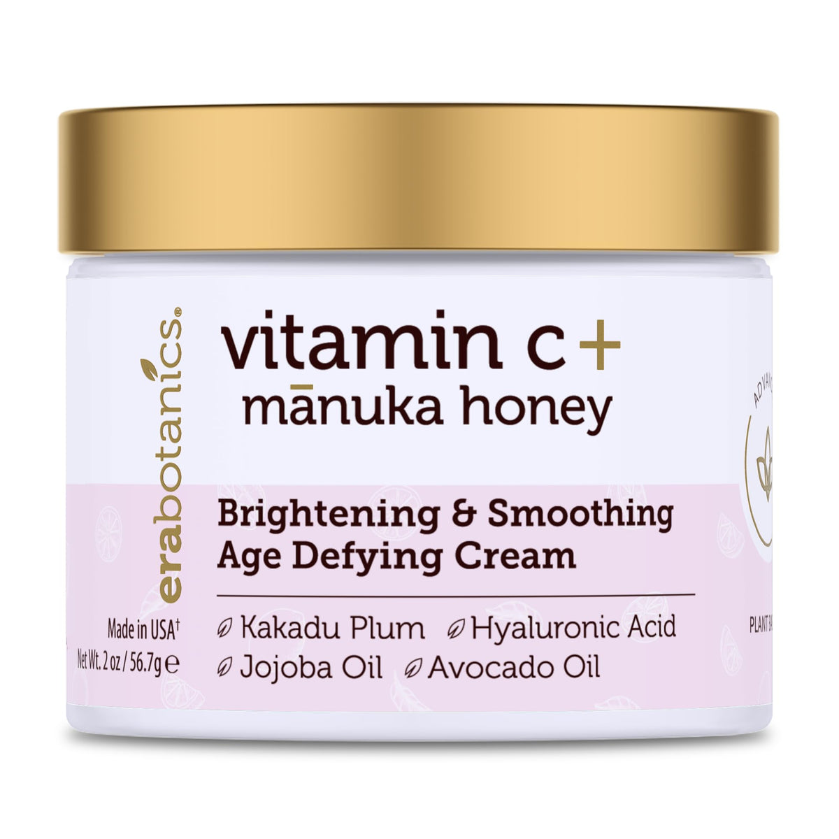 Era Organics Advanced Vitamin C Face Cream jar front showing brightening action