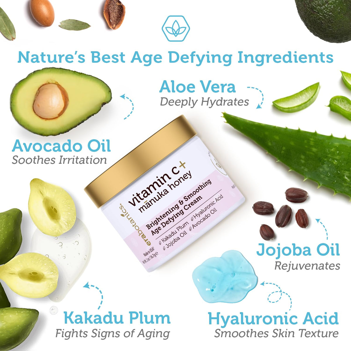 Era Organics Advanced Vitamin C Face Cream jar swirl indicating smooth, hydrated skin