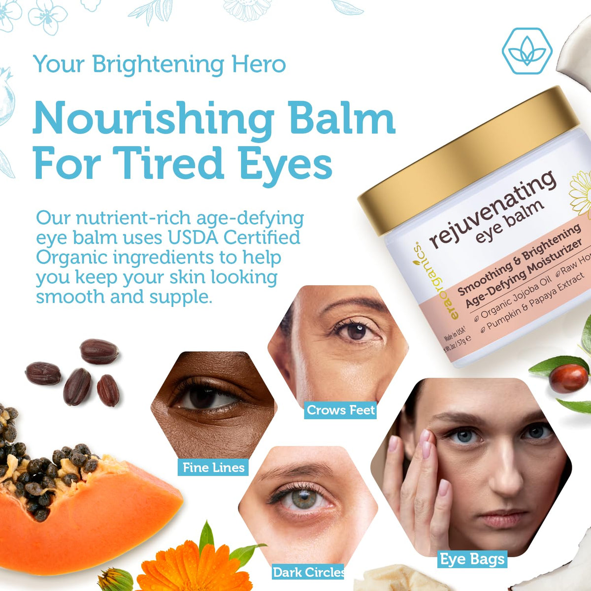 Smooth application of cream daily to reduce puffiness around the eyes.