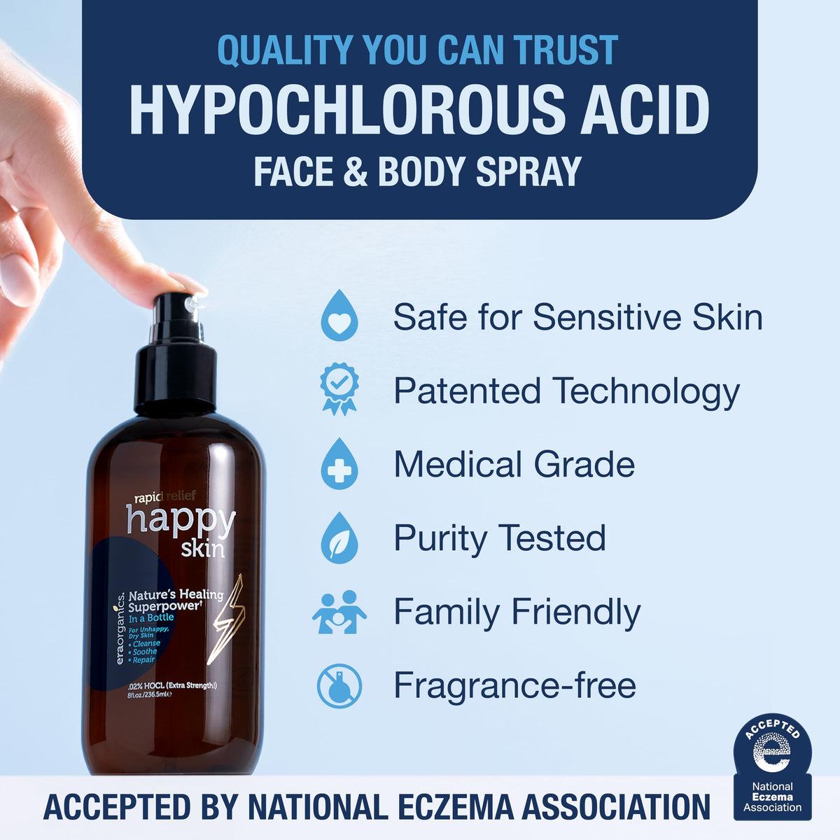 Era Organics Happy Skin HOCl toner empty bottle promise signals eco-friendly choice