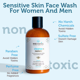 Era Organics Manuka Honey Face Wash Aloe Vera accent emphasizes soothing hydration for dry skin