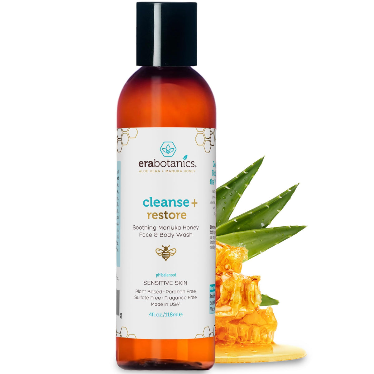Era Organics Manuka Honey Face Wash bottle demonstrates gentle cleansing for sensitive skin