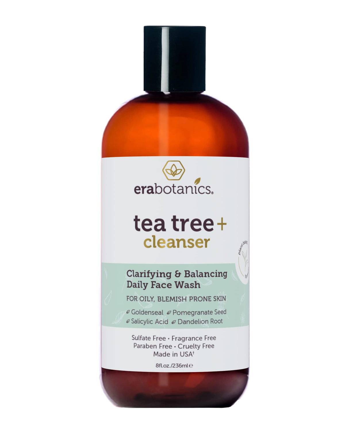 Era Organics Purifying Tea Tree Face Wash bottle—balanced cleanse for oily skin.