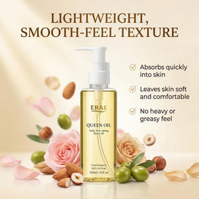 ERAE Queen Body Oil leave-no-grease finish leaves skin hydrated and comfortable.